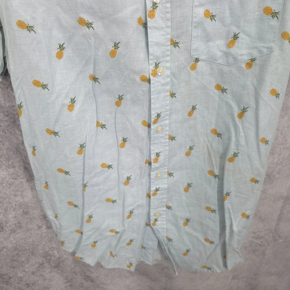 Banana Republic Shirt Mens‎ Medium White Pineapples Vacation Linen Summer Light